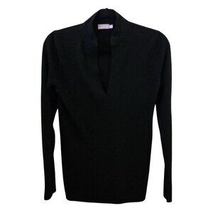 Ellie Kai Black 100% Cashmere V Neck Tunic Sweater Size S